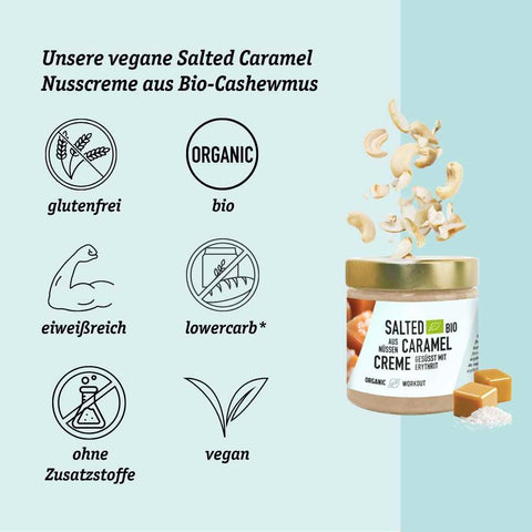 Crème de noix bio au caramel salé à base de noix de cajou - vegan