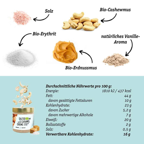 Crème de noix bio au caramel salé à base de noix de cajou - vegan