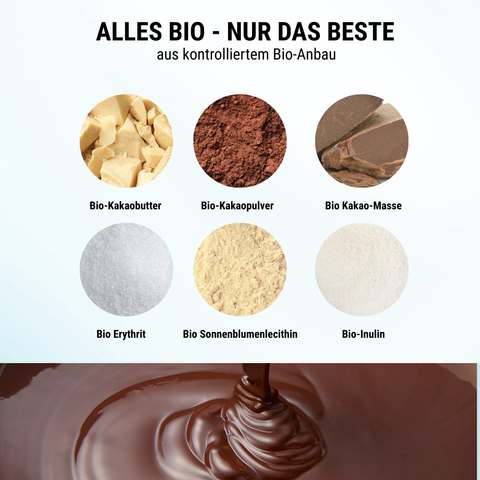 Gouttes de chocolat bio - à faible teneur en glucides* et végétalien, édulcorées à l'érythritol