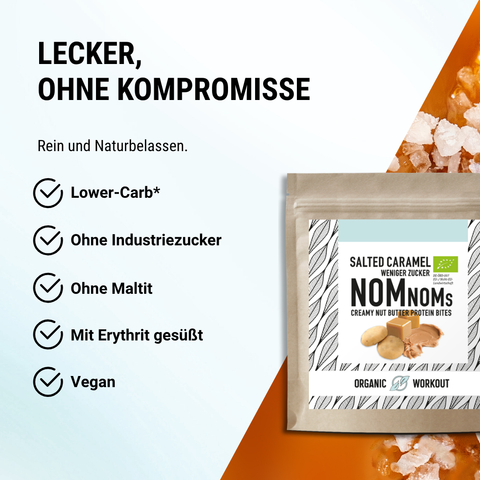 Salted Caramel NomNoms (Protein-Bites) – bio, vegan mit Bio-Erythrit und Bio Erbsenprotein