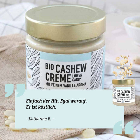Crème de noix de cajou bio végétalienne crémeuse avec un fin arôme de vanille
