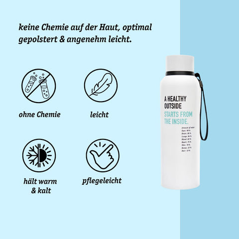 Gourde fitness en acier inoxydable sans plastifiants ni BPA