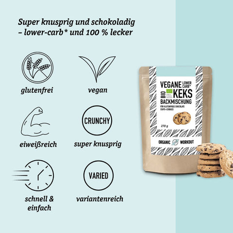 Mélange de biscuits végétalien biologique à faible teneur en glucides pour biscuits aux pépites de chocolat sans gluten