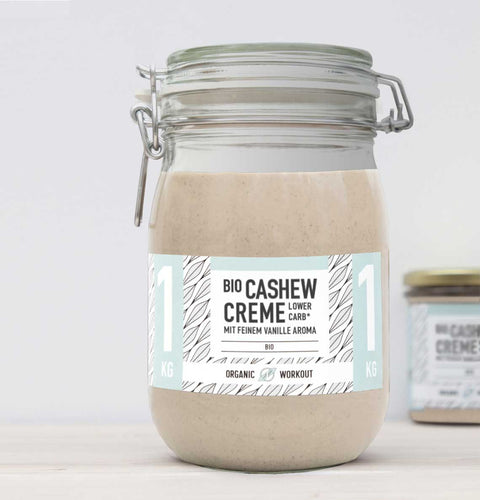 Crème de noix de cajou bio végétalienne crémeuse avec un fin arôme de vanille