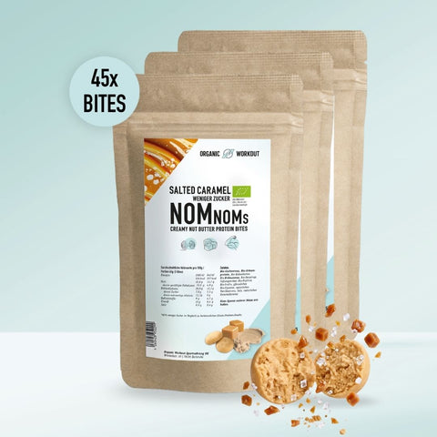 3er Big Pack Salted Caramel NomNoms (Protein-Bites) – bio, vegan mit Bio-Erythrit und Bio Erbsenprotein