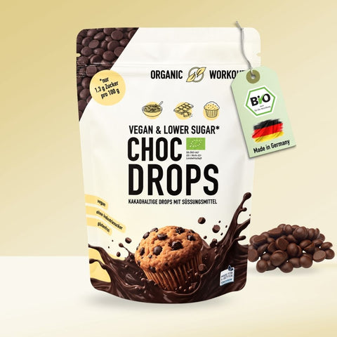 Gouttes de chocolat bio - à faible teneur en glucides* et végétalien, édulcorées à l'érythritol