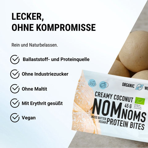 3er Big Pack Creamy Coconut NomNoms (Protein-Bites) – bio, vegan mit Bio-Erythrit und Bio Erbsenprotein
