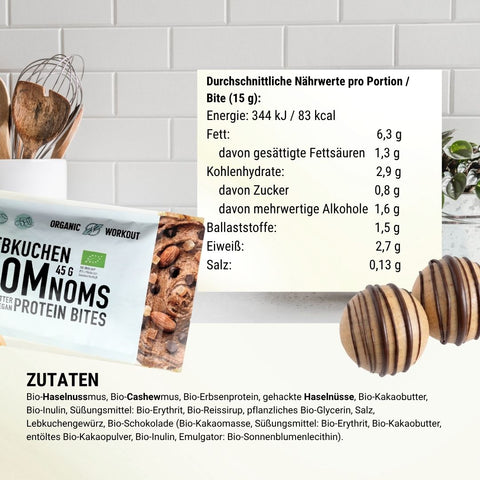 Lebkuchen NomNom Protein Bites – bio, vegan mit Extra pflanzlichem Protein