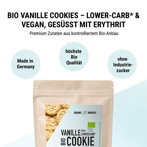 Mélange de cuisson pour biscuits à la vanille biologique à faible teneur en glucides pour des biscuits sans gluten avec des morceaux de chocolat blanc