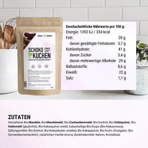 Mélange à gâteau au chocolat biologique à faible teneur en glucides pour gâteaux, brownies et autres