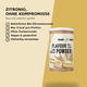 Vorteile des Bio Lemon Cheesecake Flavour Powders: natürliches Zitronenaroma, wenig Kalorien, ohne Zuckerzusatz, vegan und glutenfrei