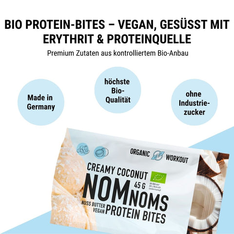 3er Big Pack Creamy Coconut NomNoms (Protein-Bites) – bio, vegan mit Bio-Erythrit und Bio Erbsenprotein