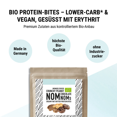 3er Big Pack Crunchy Peanut Chocolate NomNoms (Protein-Bites) – bio, vegan mit Extra Protein