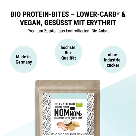 3er Big Pack Creamy Coconut NomNoms (Protein-Bites) – bio, vegan mit Bio-Erythrit und Bio Erbsenprotein