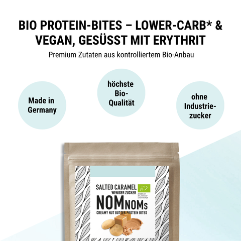 3er Big Pack Salted Caramel NomNoms (Protein-Bites) – bio, vegan mit Bio-Erythrit und Bio Erbsenprotein