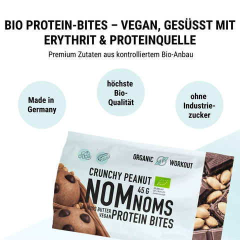 3er Big Pack Crunchy Peanut Chocolate NomNoms (Protein-Bites) – bio, vegan mit Extra Protein