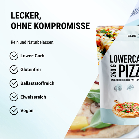 Mélange de cuisson pour pizza à faible teneur en glucides pour deux bases de pizza végétaliennes sans gluten