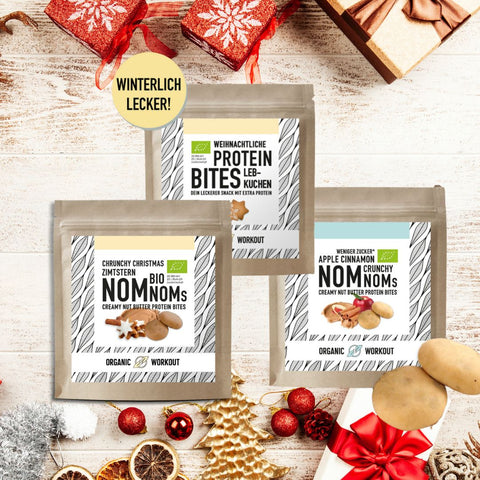 Weihnachtliche NomNoms Protein-Bites-Bundle – mit 10x Päckchen (3x Gratis)