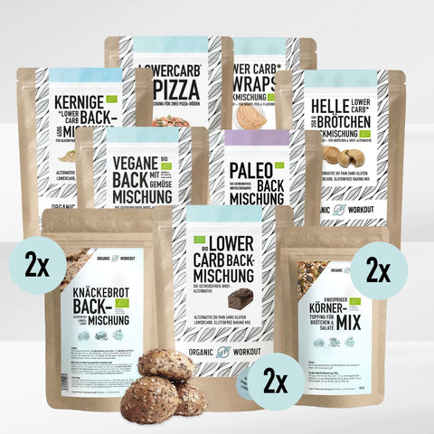 Pack Plantlove : mélange de biscuits végétaliens bio + crème de noisette croustillante + mélange de cuisson à faible teneur en glucides +