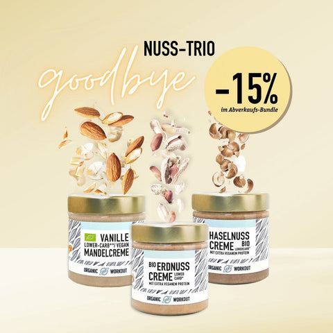 ABVERKAUF: Vegan Nuss-Power Bundle (vegane Haselnusscreme, vegane Mandelcreme & vegane Erdnusscreme)