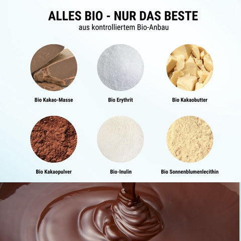 Gouttes de chocolat bio - à faible teneur en glucides* et végétalien, édulcorées à l'érythritol