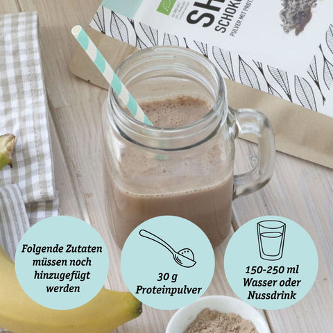 Banane au chocolat shake vegan bio avec protéines d'origine végétale